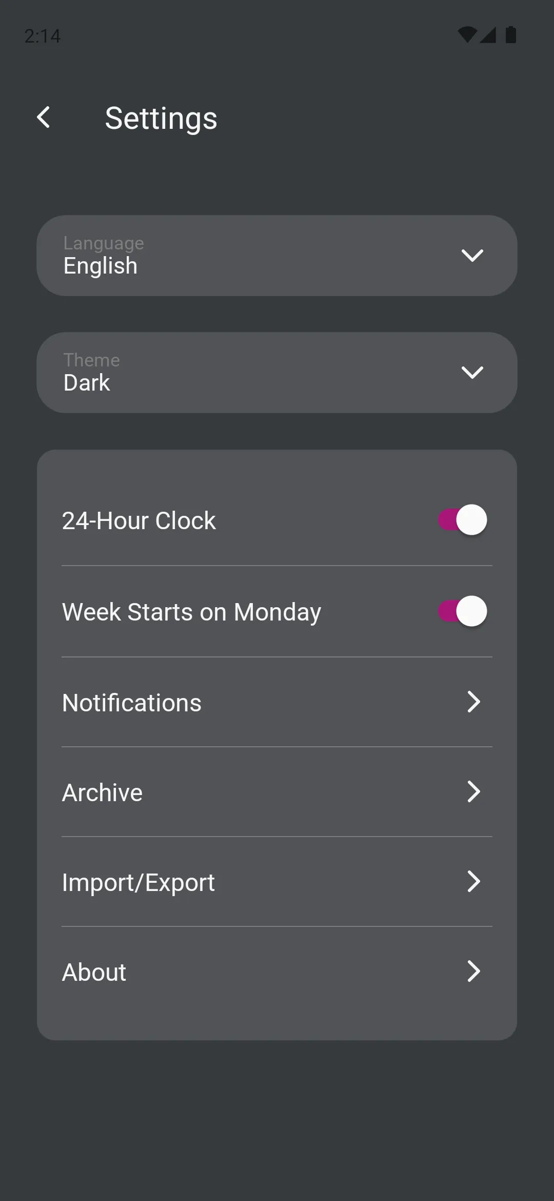 Settings Screen
